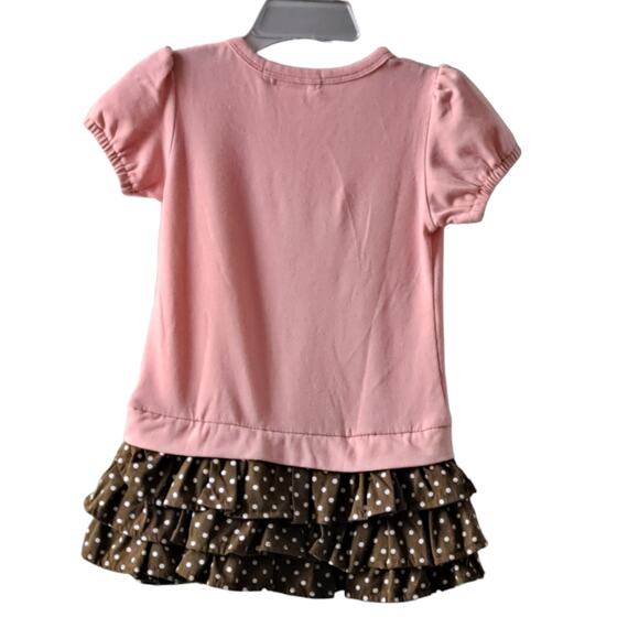 2 for $5 Sale Paulinie Collection Peach And Brown Dress With Ruffles Size 3T - Picture 7 of 8